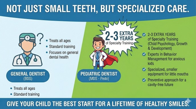 Difference between BDS General Dentist and MDS Pediatric Dentist